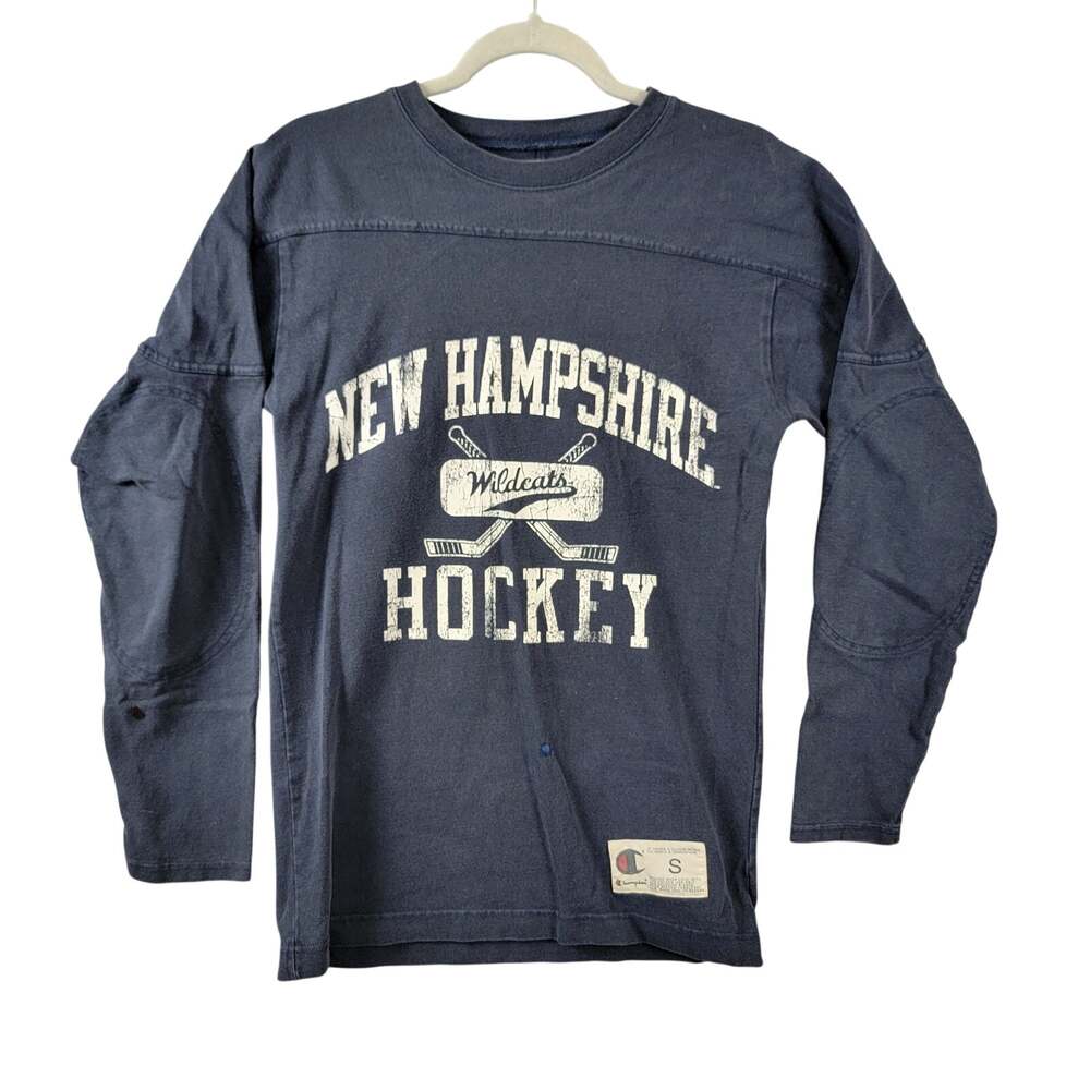 Champion New Hampshire Wildcats Hockey Pullover Jersey Tee Small Navy